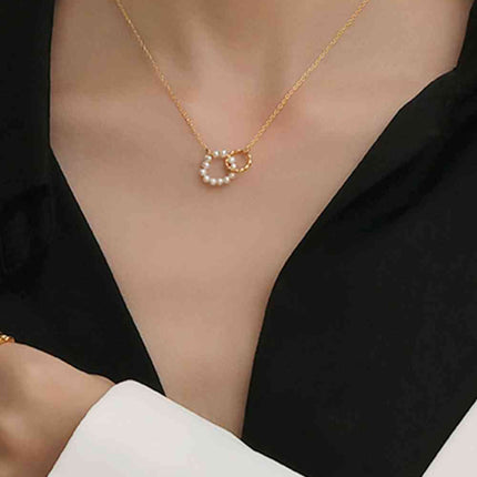 Pearl Hoop Link Pendant Necklace