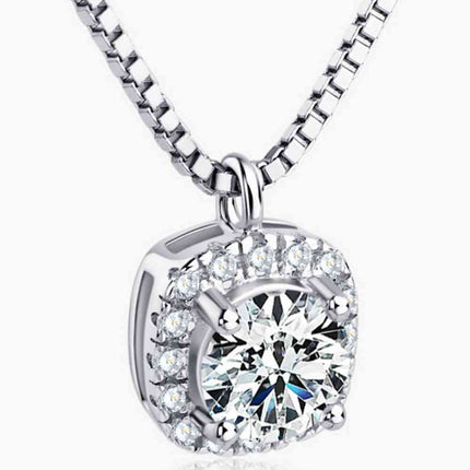 Moissanite Pendant Platinum-Plated Necklace