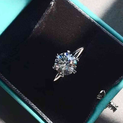 Adored 925 Sterling Silver 3 Carat Moissanite 6-Prong Ring