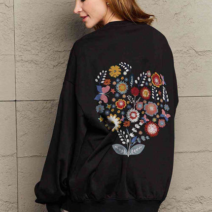 Simply Love Full Size Flower Graphic Sweatshirt