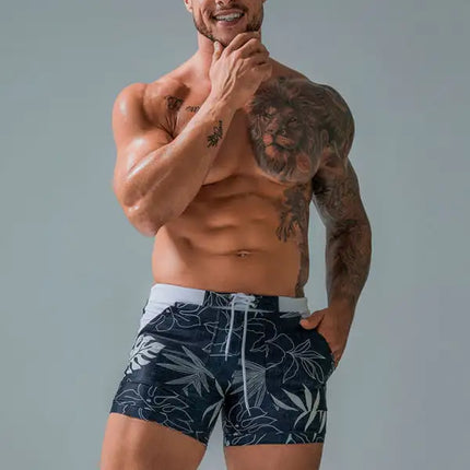 Bañador de hombre con forro y bolsillo con estampado vintage 