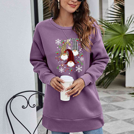 Graphic Round Neck Dropped Shoulder Sweatshirt