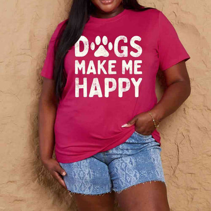 Simply Love Full Size DOGS MAKE ME HAPPY Graphic Cotton T-Shirt