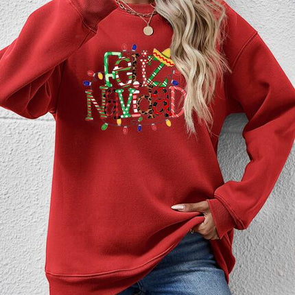 FELIZ NAVIDAD Round Neck Drop Shoulder Sweatshirt