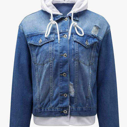 Distressed Hooded Denim Jacket