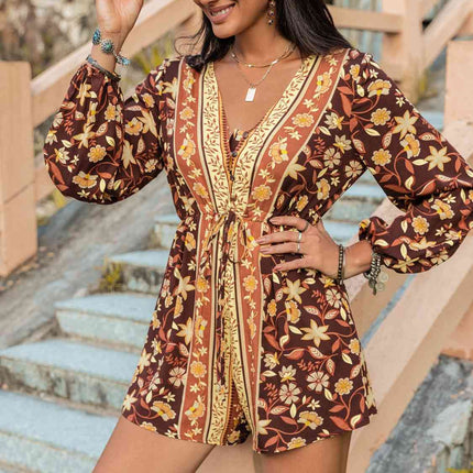 V-Neck Long Sleeve Romper