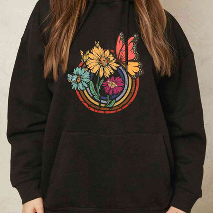 Simply Love Simply Love Full Size Butterfly and Flower Graphic Hoodie