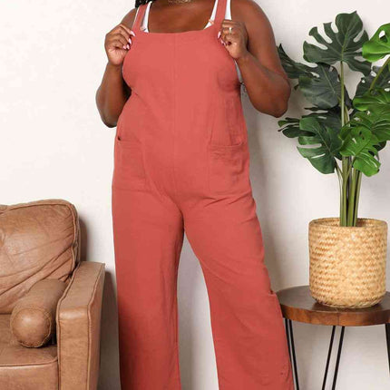 Double Take Wide Leg Overalls with Front Pockets - Vickie Lynn's