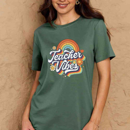 Simply Love Full Size TEACHER VIBES Graphic Cotton T-Shirt