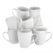 Elama Elle 12 Piece Round Porcelain Mug Set in White