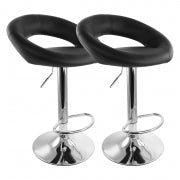 Elama 2 Piece Retro Adjustable Faux Leather Bar Stool in Black with Chrome Base