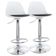 Elama 2 Piece Adjustable Bar Stool in Black and White with Chrome Base