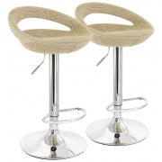 Elama 2 Piece Adjustable Rattan Barstool in Tan with Chrome Base