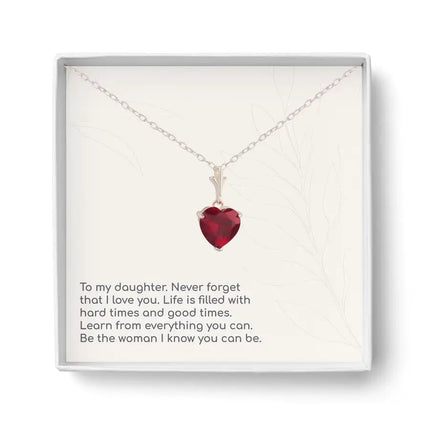 925 Sterling Silver Red Heart Pendant Necklace (Daughter)