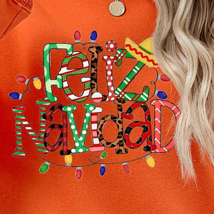 FELIZ NAVIDAD Round Neck Drop Shoulder Sweatshirt