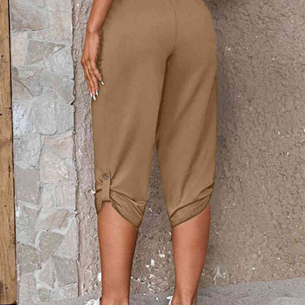 Full Size Roll-Tab Capris Pants