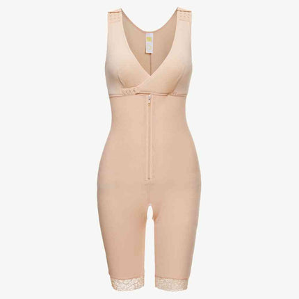 Full Size Lace Trim Shapewear with Zipper