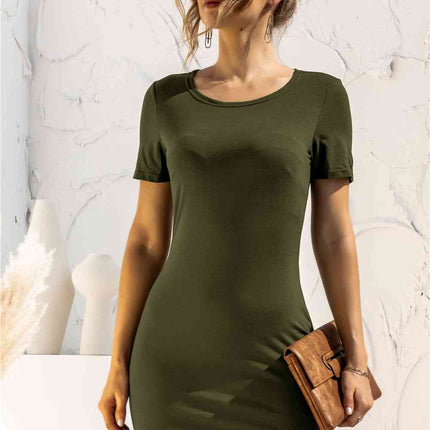 Round Neck Short Sleeve Mini Dress
