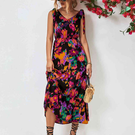 Multicolored V-Neck Backless Midi Dress - Vickie Lynn's