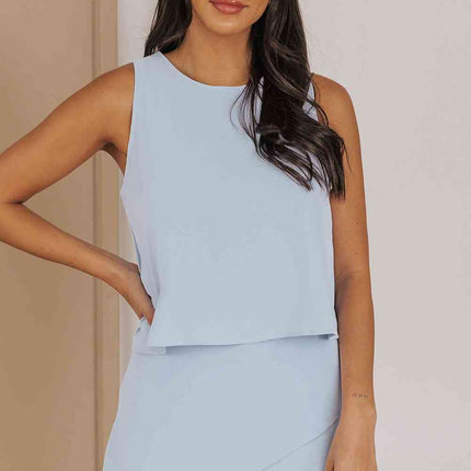 Layered Sleeveless Round Neck Romper