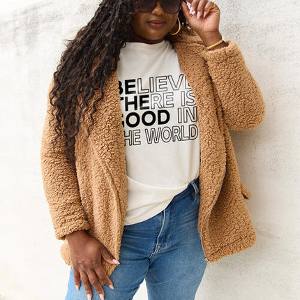 Simply Love Full Size BELIEVE THERE IS GOOD IN THE WORLD Short Sleeve T-Shirt