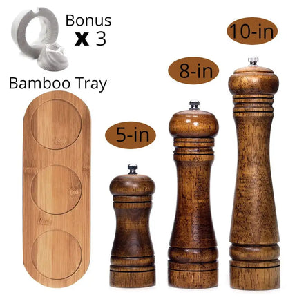 Salt and Pepper Mills, Solid Wood Pepper Mill