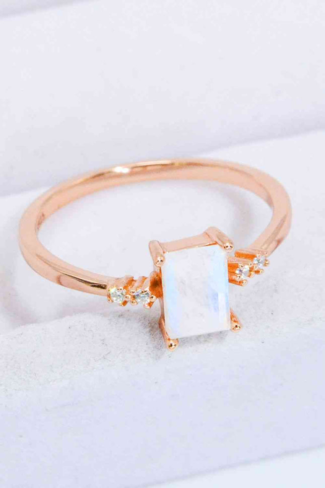 Rectangle Natural Moonstone Ring