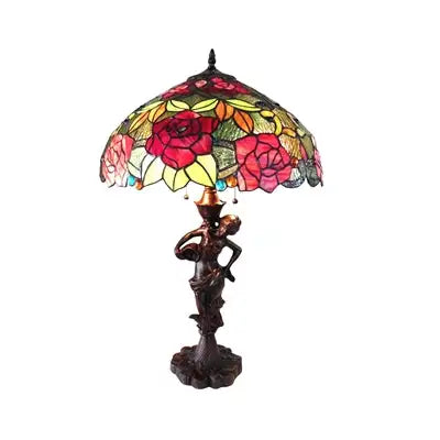 "PEGGY" Tiffany-style 2 Light Roses Table Lamp