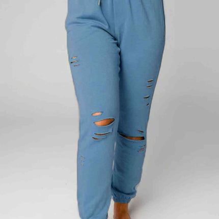 Distressed Sweatshirt and Joggers Set