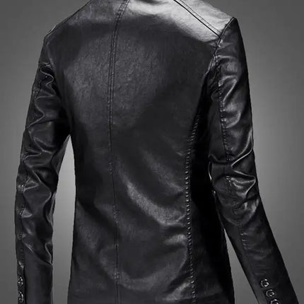 Men's Warm Casual Slim Leather Leather Suit