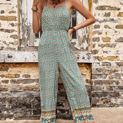 Bohemian Spaghetti Strap Low Back Jumpsuit