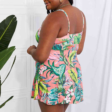 Marina West Swim Full Size Sail With Me V-Neck Swim Dress in Coral