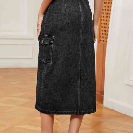 Button Down Denim Skirt