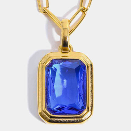 Zircon 18K Gold-Plated Geometrical Shape Pendant Necklace