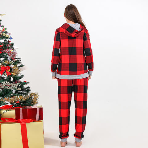 MOMMY BEAR Graphic Hoodie and Plaid Pants Set