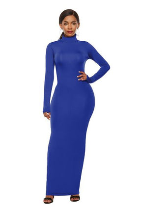 Mock Neck Long Sleeve Maxi Slim Dress - Vickie Lynn's