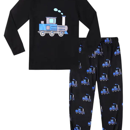 Boy's' Round Neck Cartoon Pattern Short Sleeve Shorts Cotton Pajamas Set