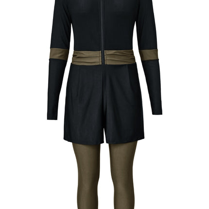 Zip Up Long Sleeve One-Piece Swimwear