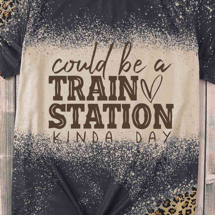 Slogan Graphic Leopard Tee Shirt