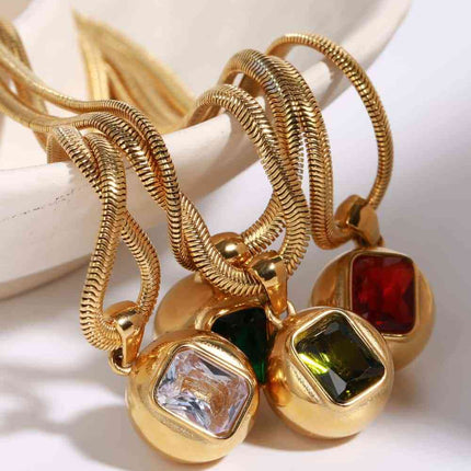 Zircon 18K Gold-Plated Geometrical Shape Pendant Necklace