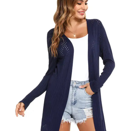 Cárdigan de manga larga de punto abierto para mujer 