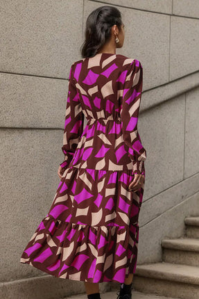 Printed Tied Pocketed Lantern Sleeve Dress - Vickie Lynn's