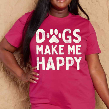 Simply Love Full Size DOGS MAKE ME HAPPY Graphic Cotton T-Shirt