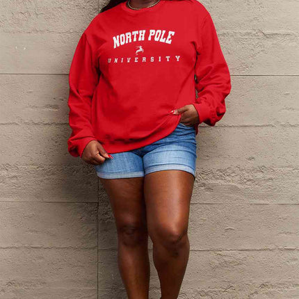 Simply Love Full Size NORTH POLE UNIVERSITY Graphic Sweatshirt