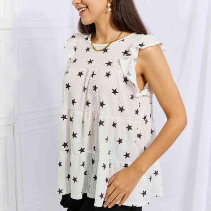 Heimish Shine Bright Full Size Butterfly Sleeve Star Print Top