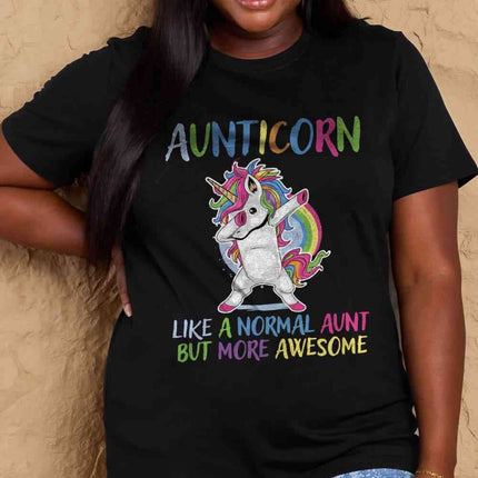 Simply Love Full Size AUNTICORN LIKE A NORMAL AUNT BUT MORE AWESOME Graphic Cotton Tee