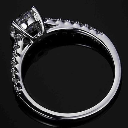 1 Carat Moissanite 925 Sterling Silver Side Stone Ring