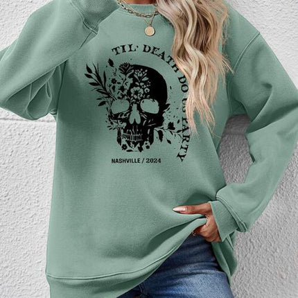 Graphic Round Neck Dropped Shoulder Sweatshirt