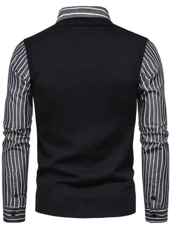 Camisas falsas de dos camisas con botones para hombre Camisa de trabajo de manga larga Tops con cuello extendido 