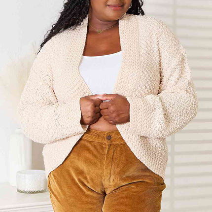 Double Take Open Front Long Sleeve Cardigan - Vickie Lynn's